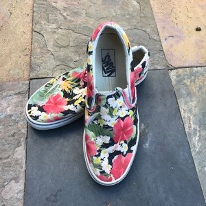Vans 8.5 floral hibiscus sneakers
